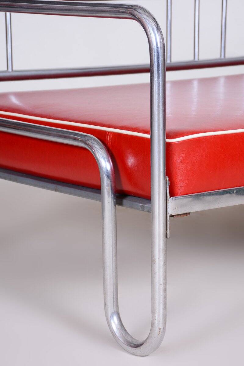 Bauhaus Sofa in Leather & Tubular Steel, 1930s