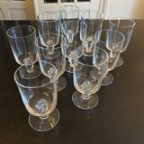 10 old glasses with twisted stems