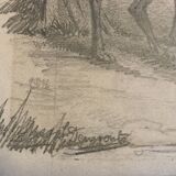 Portrait de deux chiens, tableau, dessin
