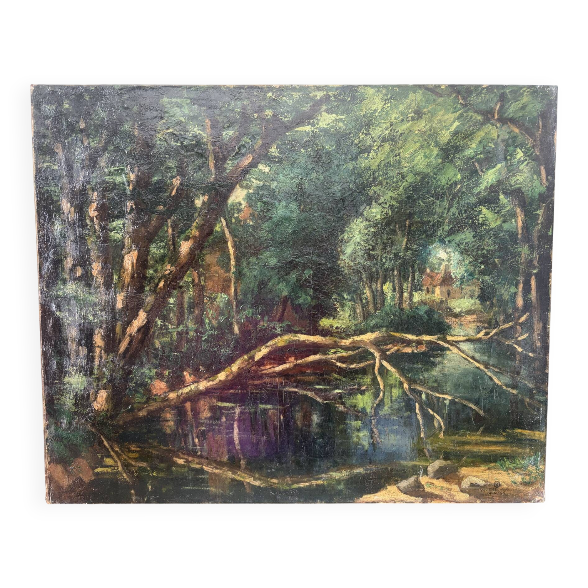 "Study for the fallen tree" oil on canvas signed 1925