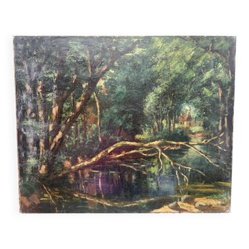"Study for the fallen tree" oil on canvas signed 1925