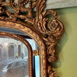 Large 19th Century French Giltwood Marriage Mirror Antique Overmantel Mirror with Original Mercury Foxed Glass