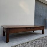 Rustic farmhouse coffee table with two drawers, solid oak, 19th century - 1.97m