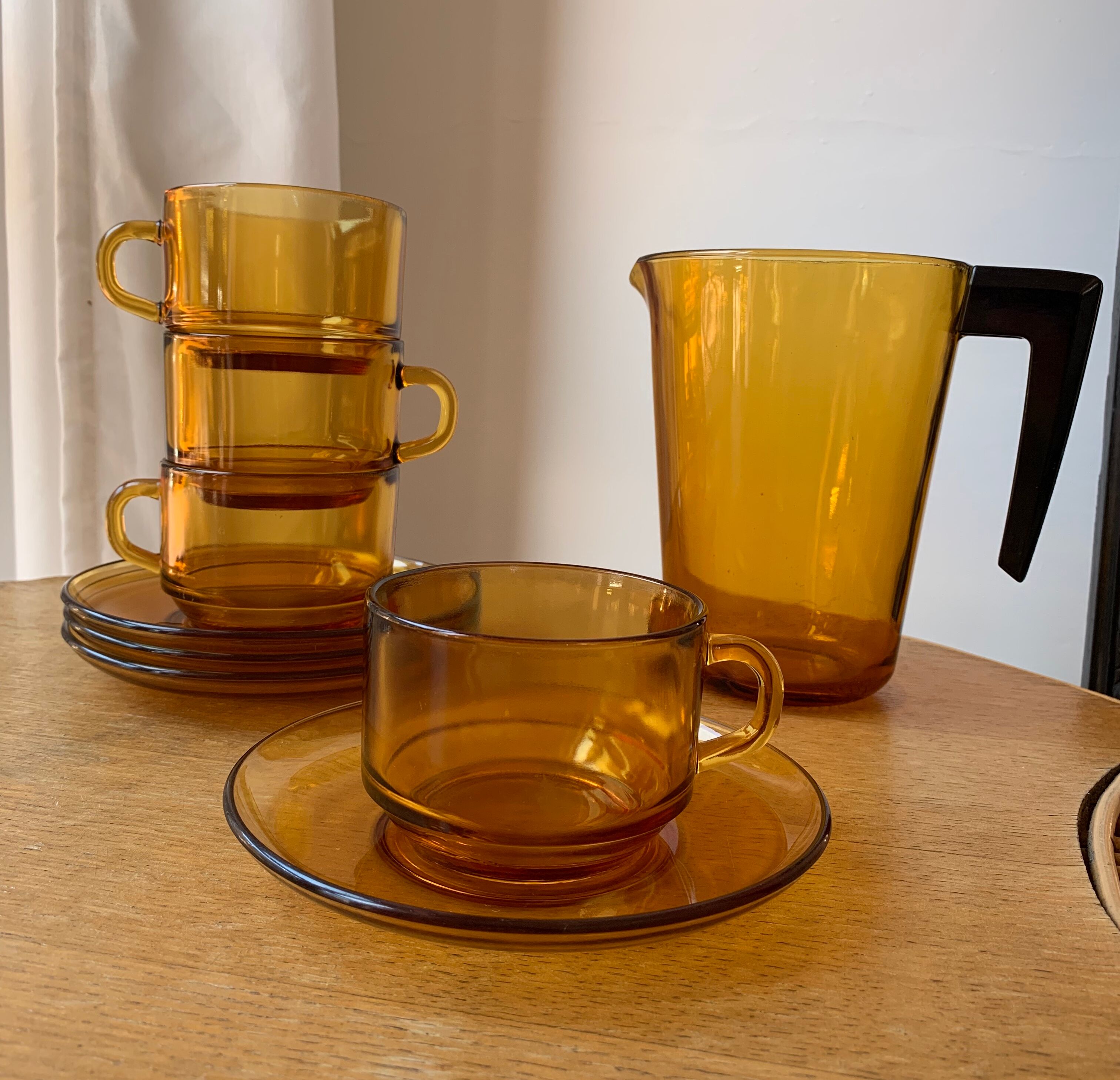 70's smoke glass carafe