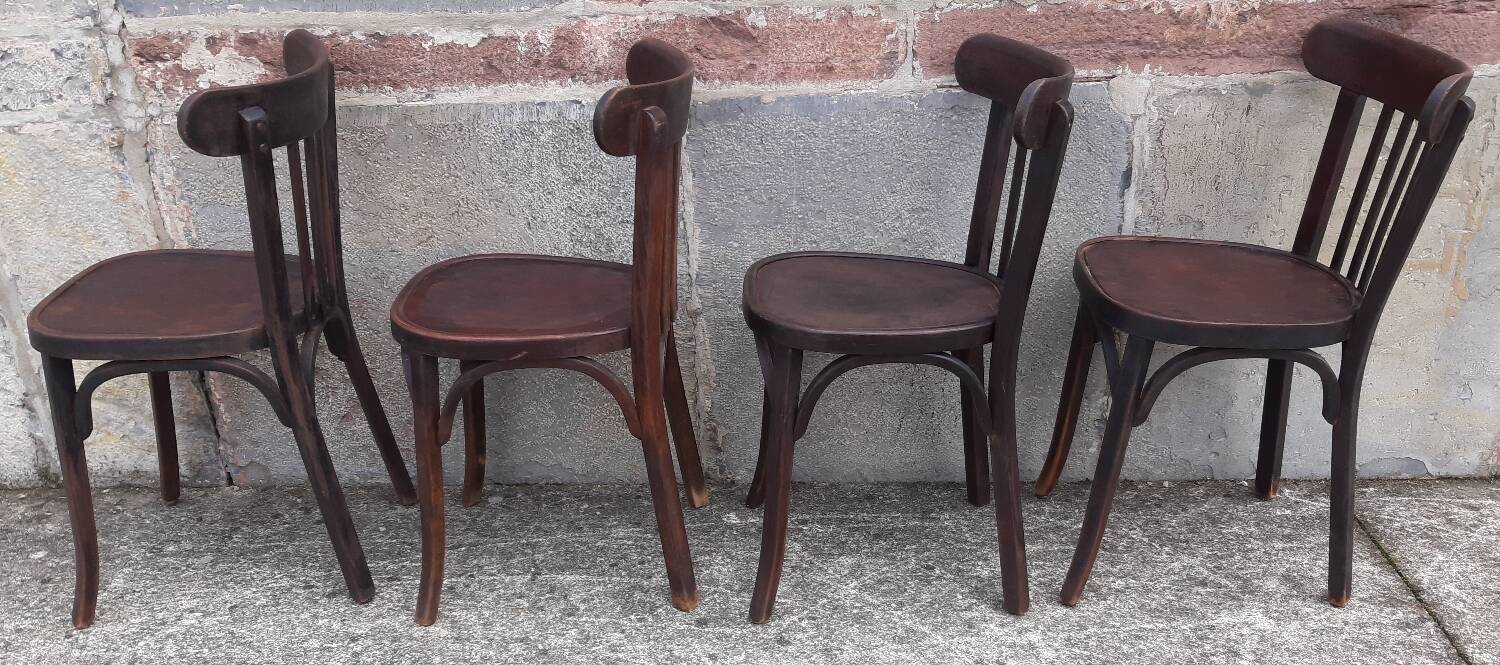 Chaises bistrot Baumann, années 50. (Lot de 4)