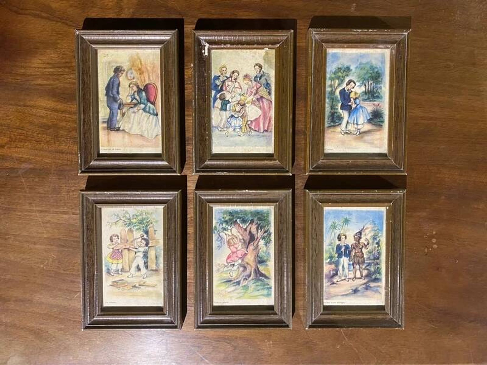 Ensemble de 6 lithographies encadrées 1950
