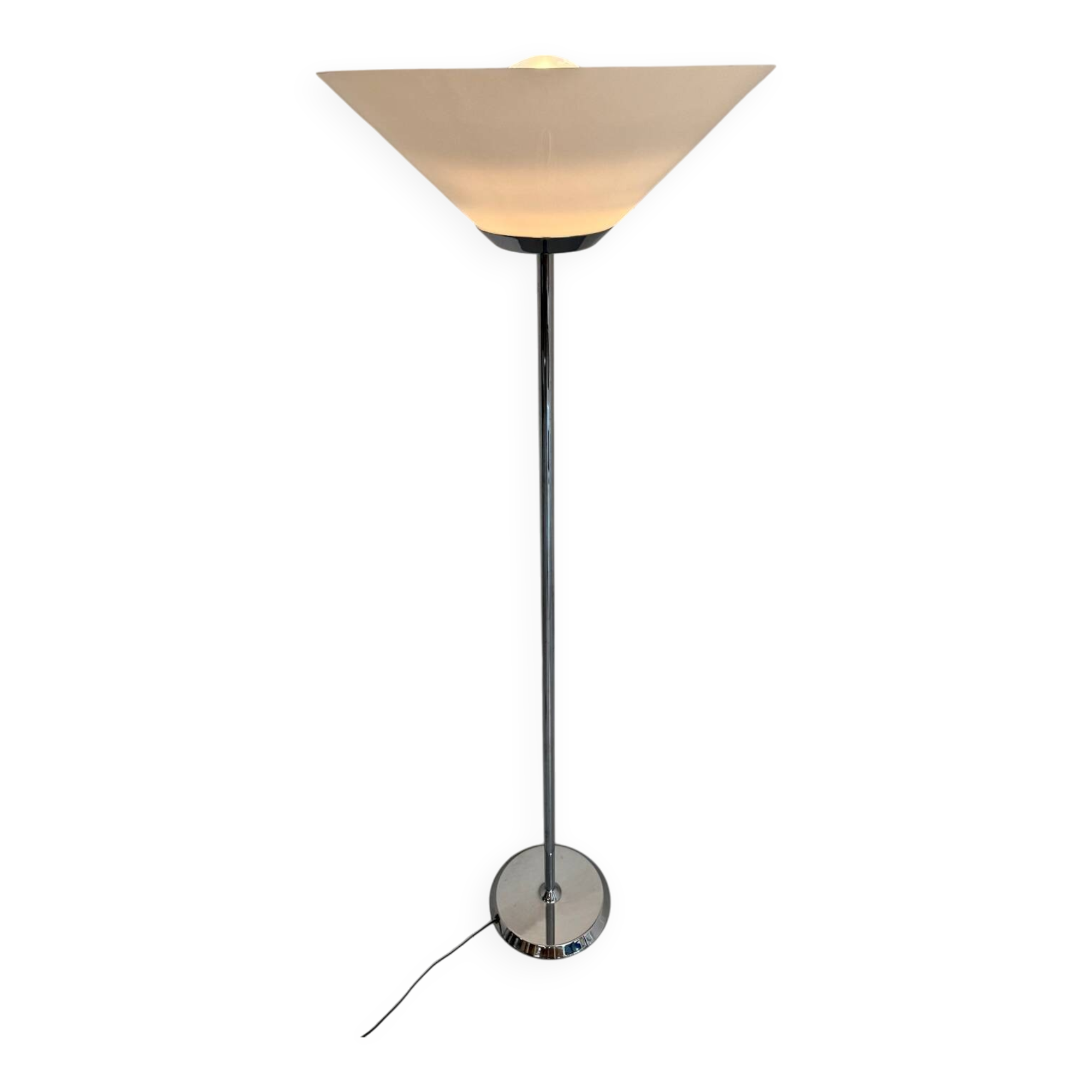 Floor lamp in white metal and plastic, Swisslamps SLZ design, vintage 80s