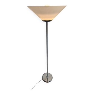 Floor lamp in white metal and plastic, Swisslamps SLZ design, vintage 80s