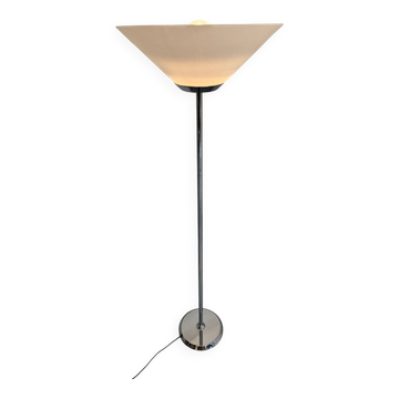 Floor lamp in white metal and plastic, Swisslamps SLZ design, vintage 80s