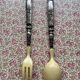 Antique silver-plated and ivory/bone salad service – In its box of