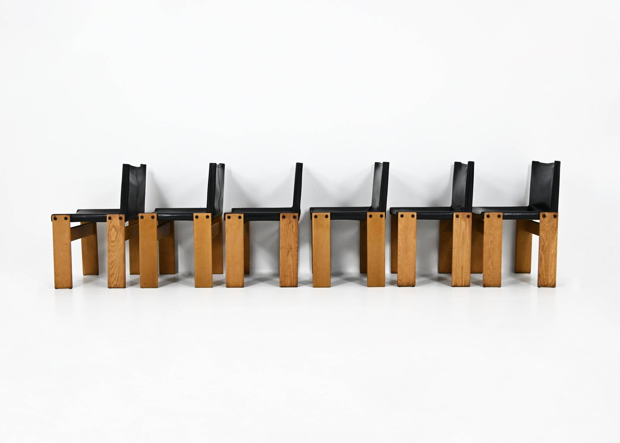 6 Monk dining chairs by Afra & Tobia Scarpa for Molteni, 1970