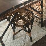 Rattan desk and stool