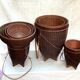 Set of four wicker baskets, rattan nesting ethnic style