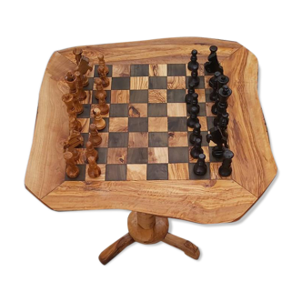 Table d'échecs en bois d'olivier rustique jeu d'échecs 19