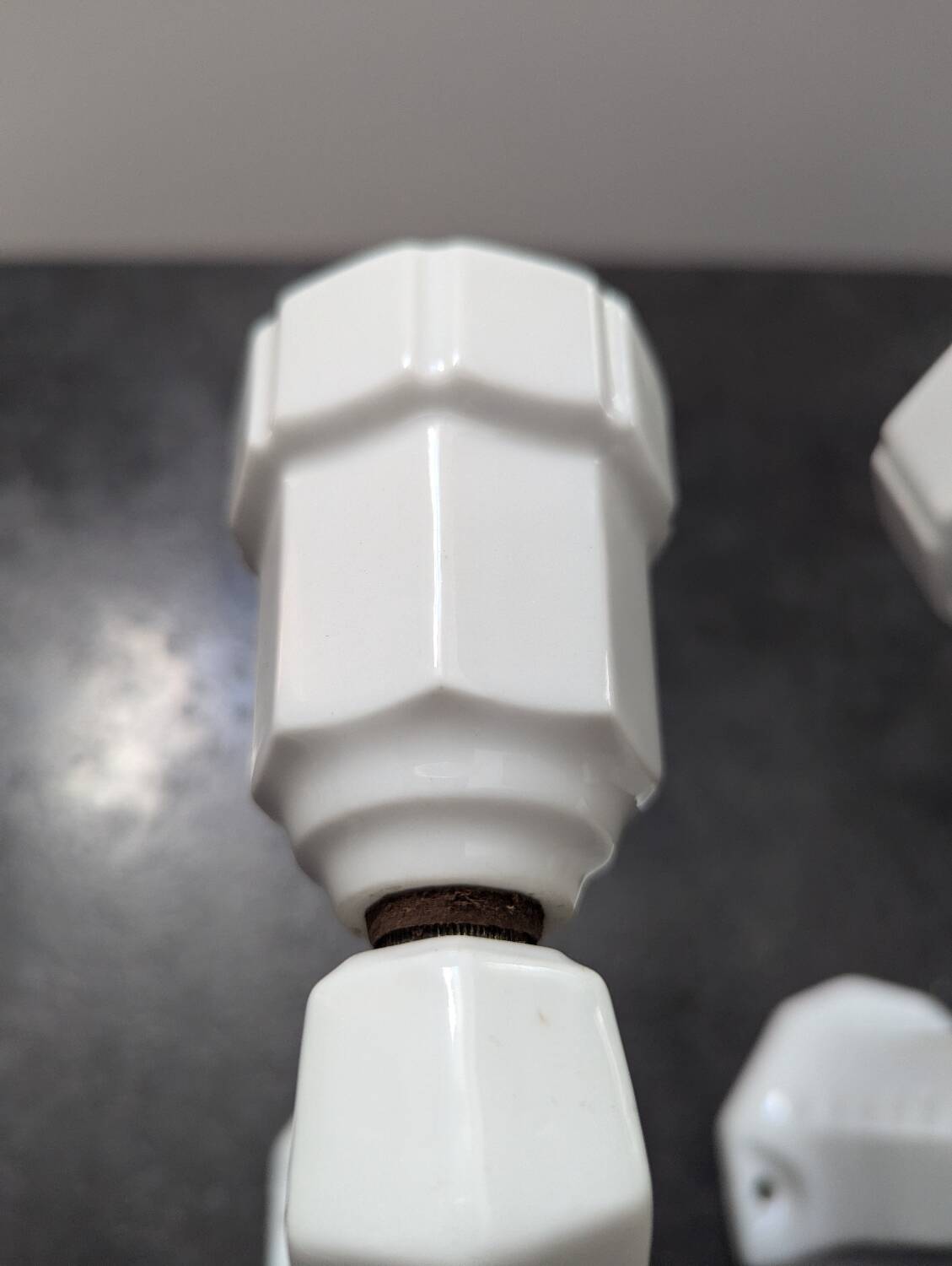 Lot of two porcelain wall lights 1930 Art Deco bathroom