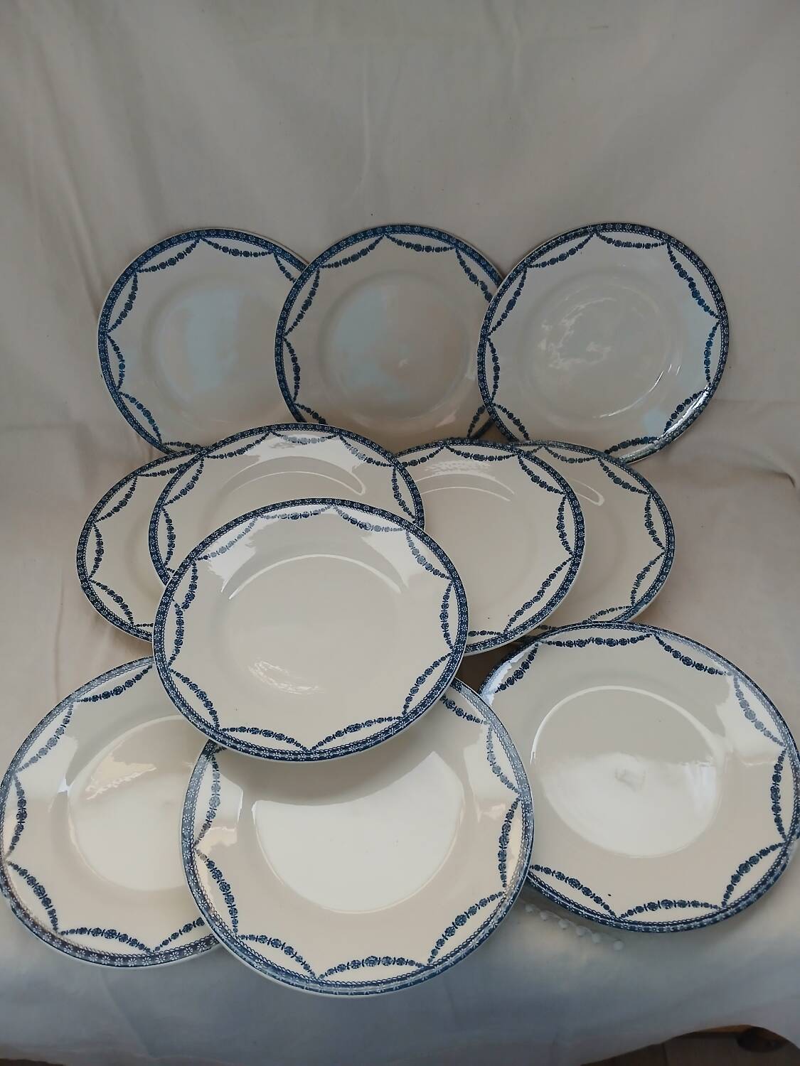 12 antique ironstone dinner plates