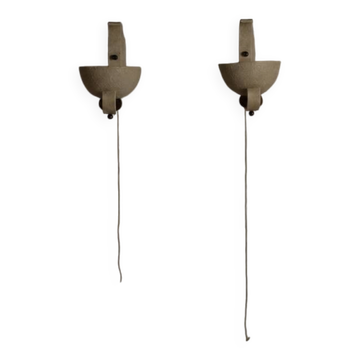 Pair of sculptural mid-century wall uplighters, circa 1950