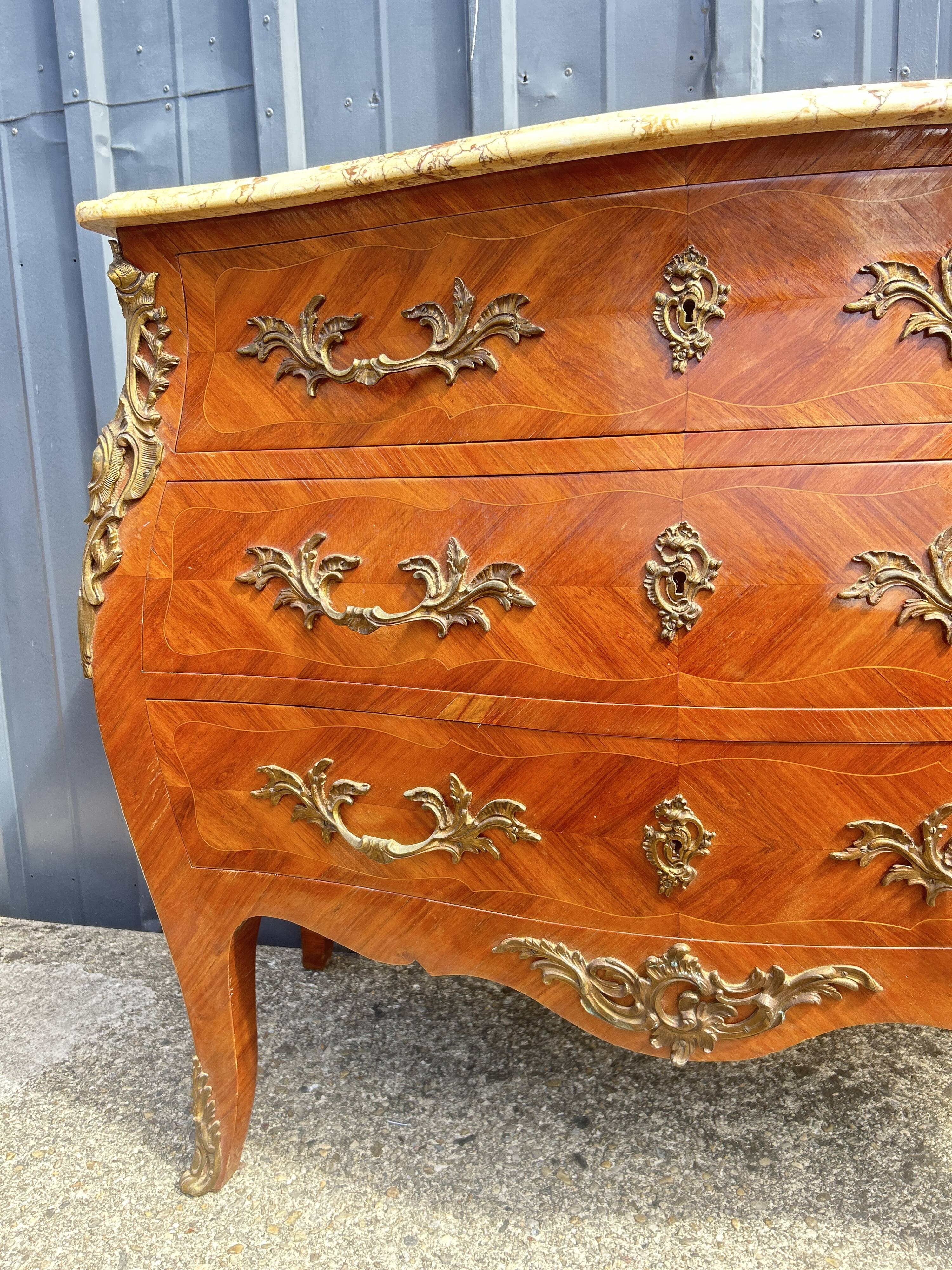 Louis XV Style Commode, 3 drawers, rosewood, marble top