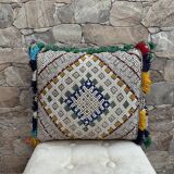 Oreiller berbère vintage Housse de coussin marocain Laine
