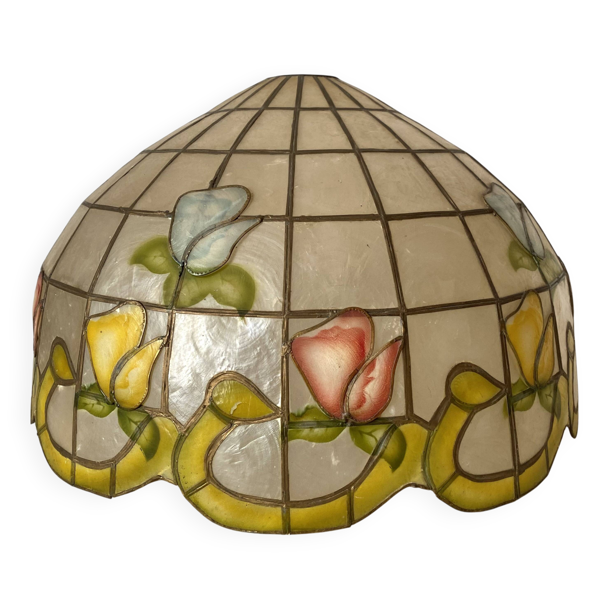 Flower suspension in mother-of-pearl and brass 48 cm