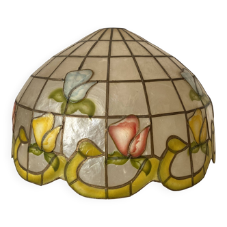 Flower suspension in mother-of-pearl and brass 48 cm