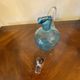 Night carafe in blue tones waffle glass with cabochon early 20th century