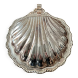 Vintage silver metal shell butter dish
