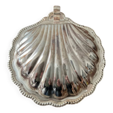 Vintage silver metal shell butter dish
