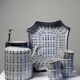 Chinese Qing style tea service porcelain calligraphy "Epitaph" vintage