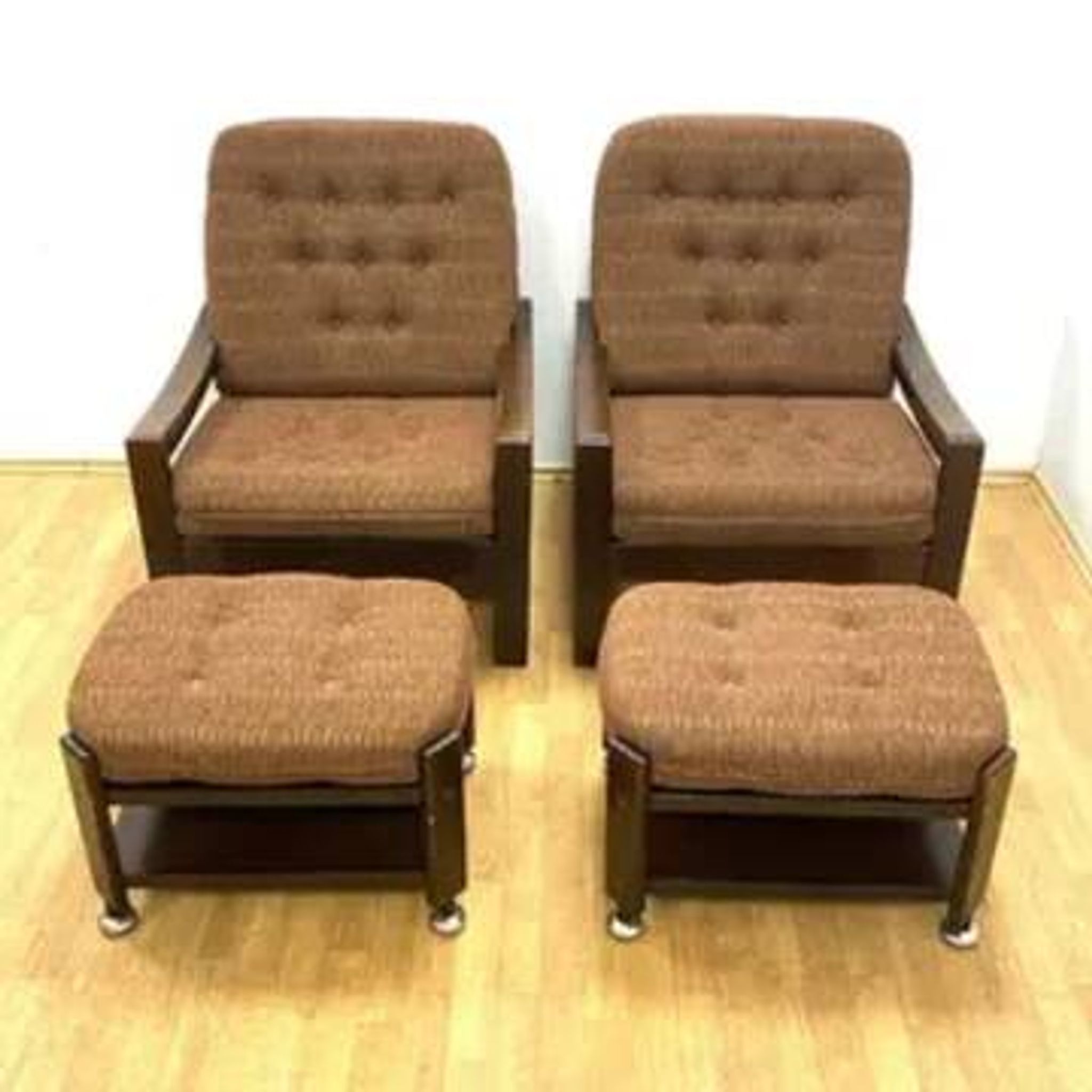 Fauteuils rétro avec repose-pieds, Hikor, années 1970