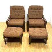 Fauteuils rétro avec repose-pieds, Hikor, années 1970