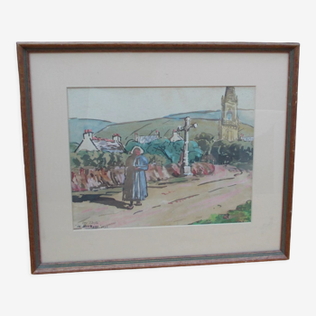 Watercolor Brittany Painting Léo Duffo 1932
