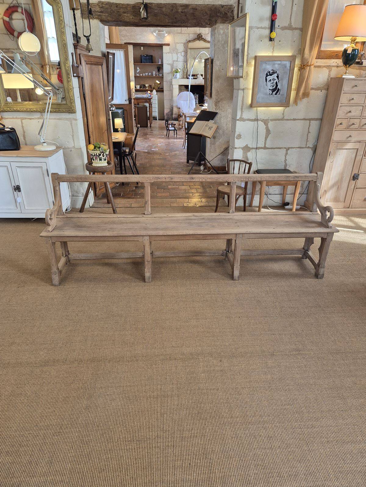 Old church bench in oak