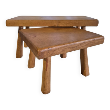 Set 2 small nesting tables plant stand wood