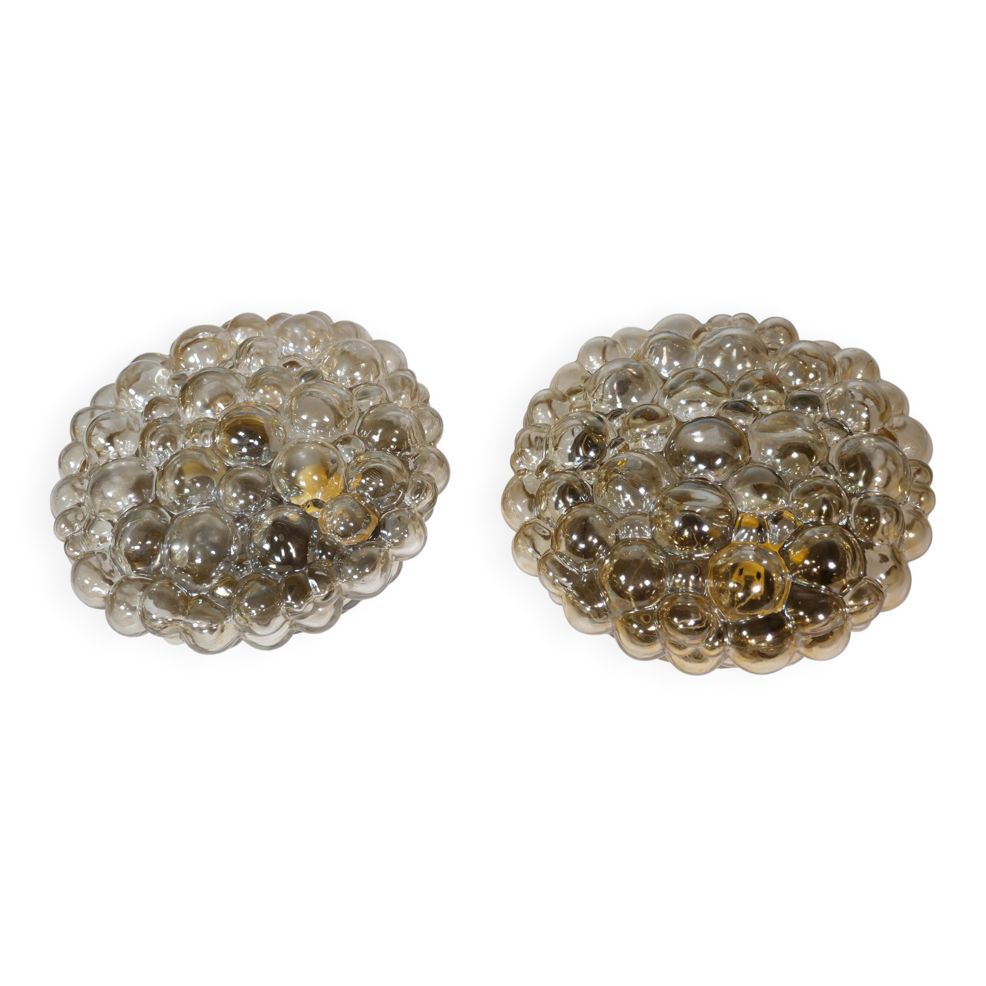 Plafonniers en verre bullé par Helena Tynell pour Glashütte Limburg, lot de 2