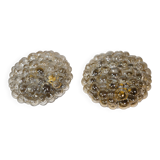 Plafonniers en verre bullé par Helena Tynell pour Glashütte Limburg, lot de 2