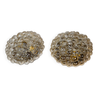 Plafonniers en verre bullé par Helena Tynell pour Glashütte Limburg, lot de 2