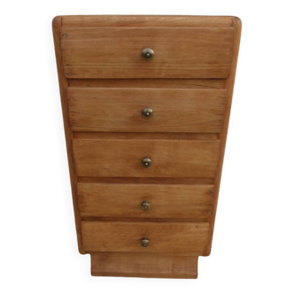 Art Deco 5-drawer chiffonier in solid wood with brass knobs – Fully restored