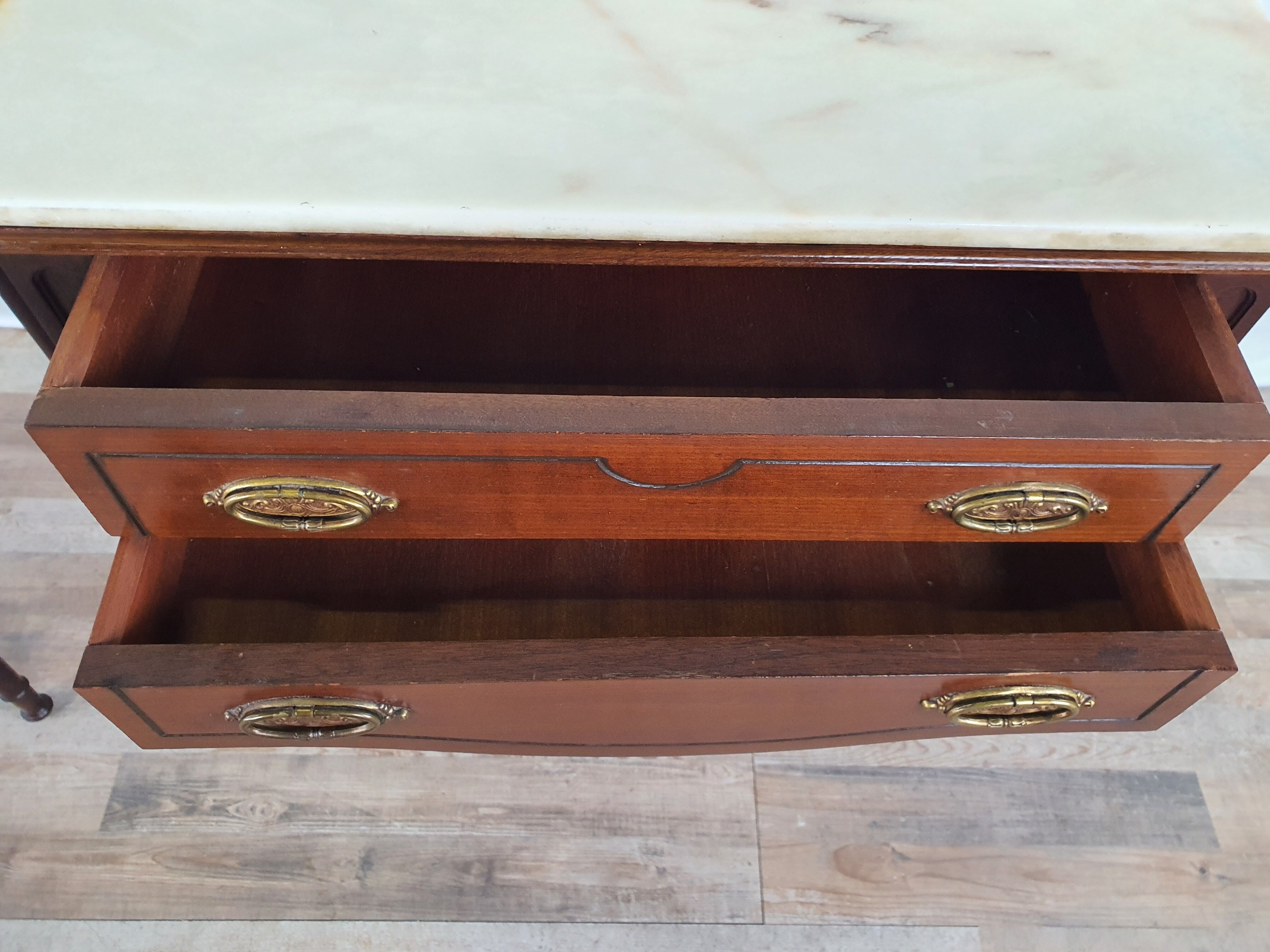 Pair of 1960s bedside tables with marble