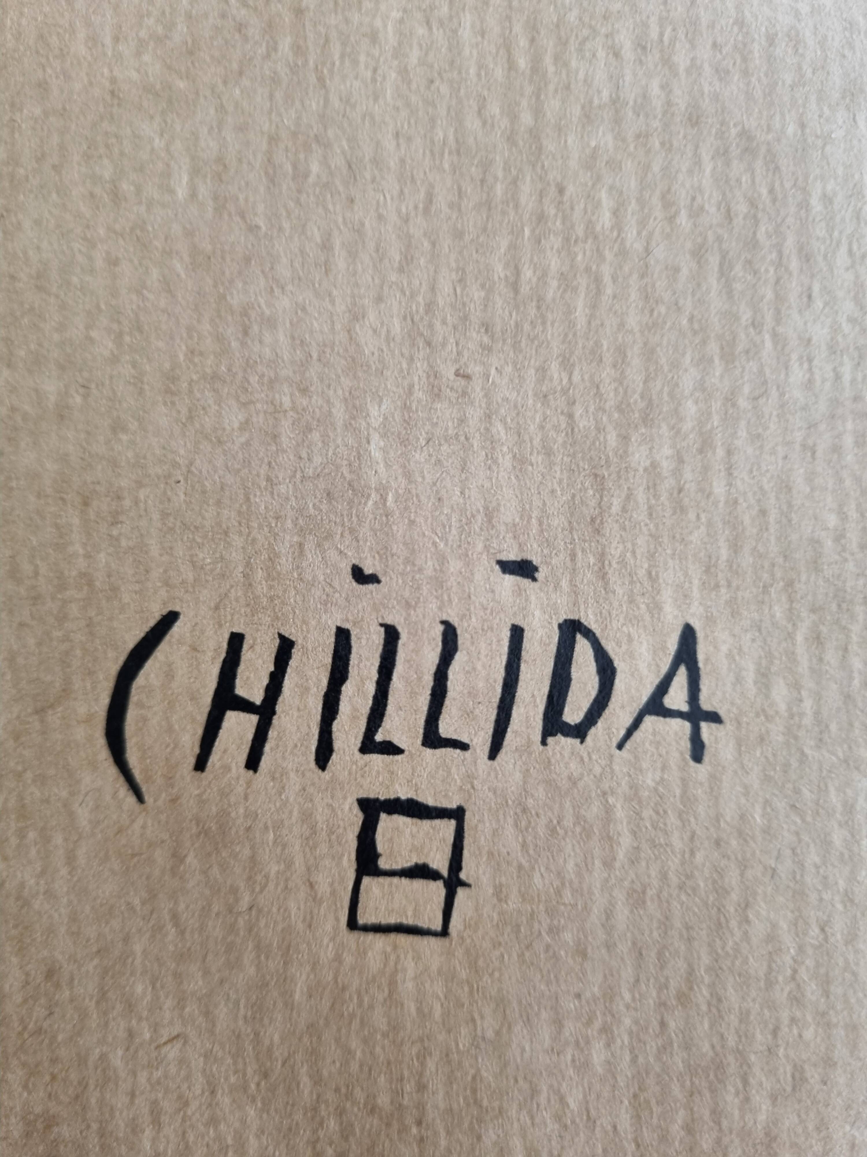 Two Eduardo Chillida screen-printed posters, abstraction on kraft paper, 50 x 70 cm