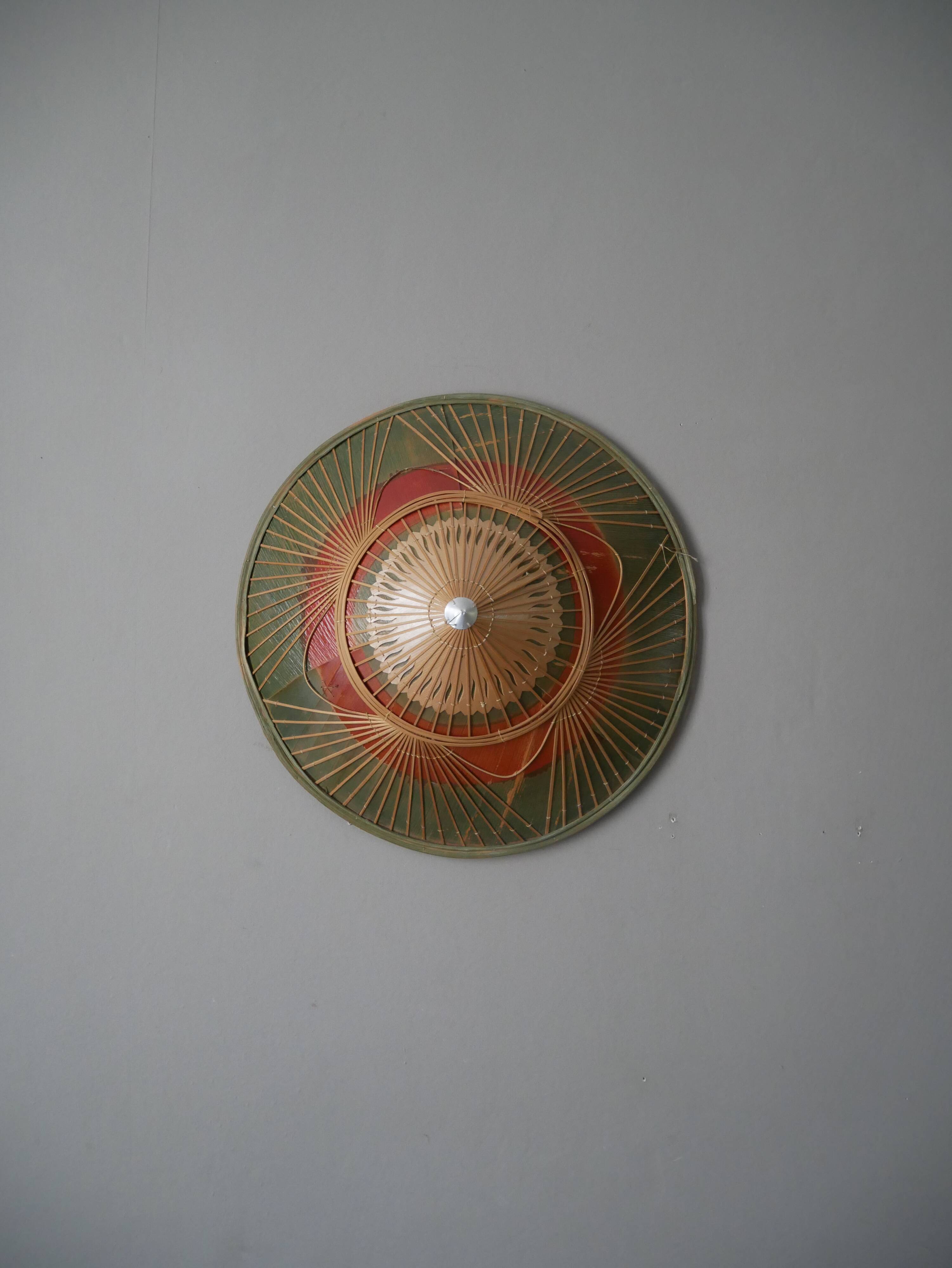 Vintage conical hat handmade Asian crafts decorative object