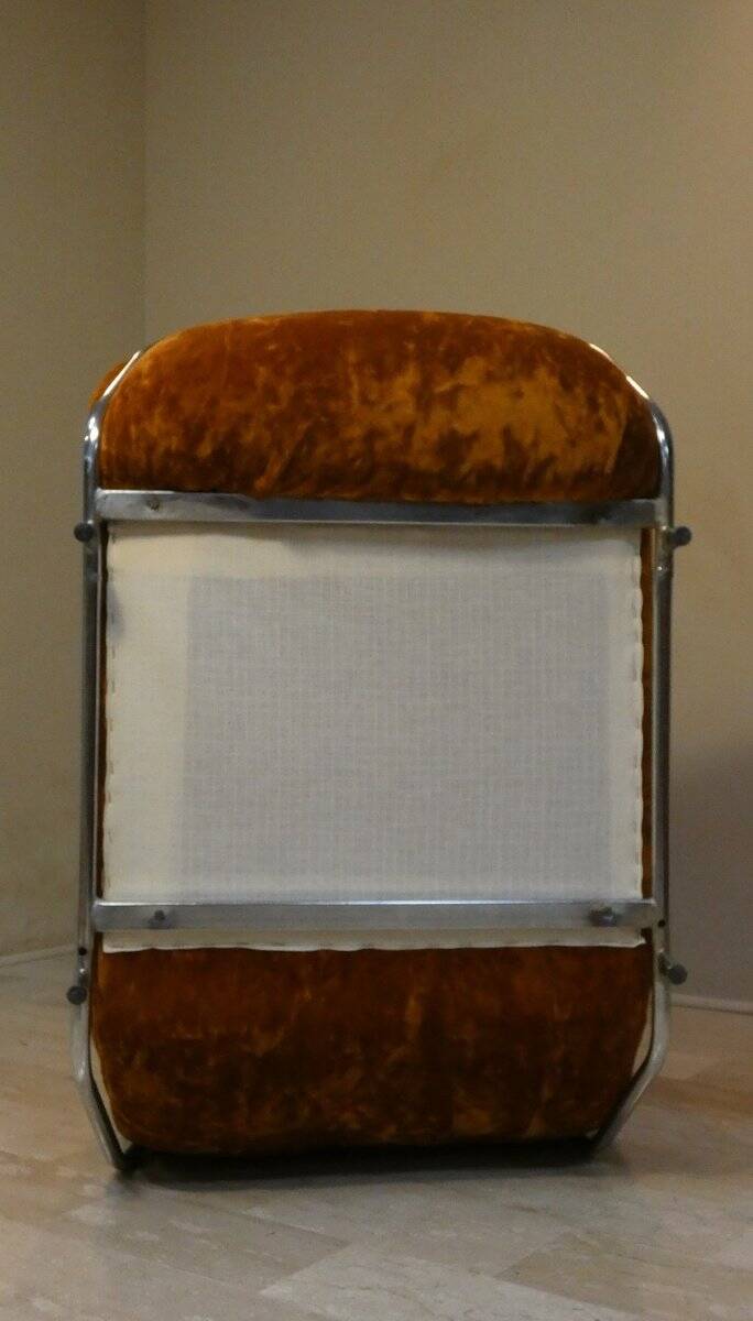 Modular three-seater sofa in steel and velvet, Adriano Piazzesi, 1970
