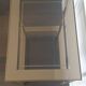 Double tray side table in brass and smoked glass.