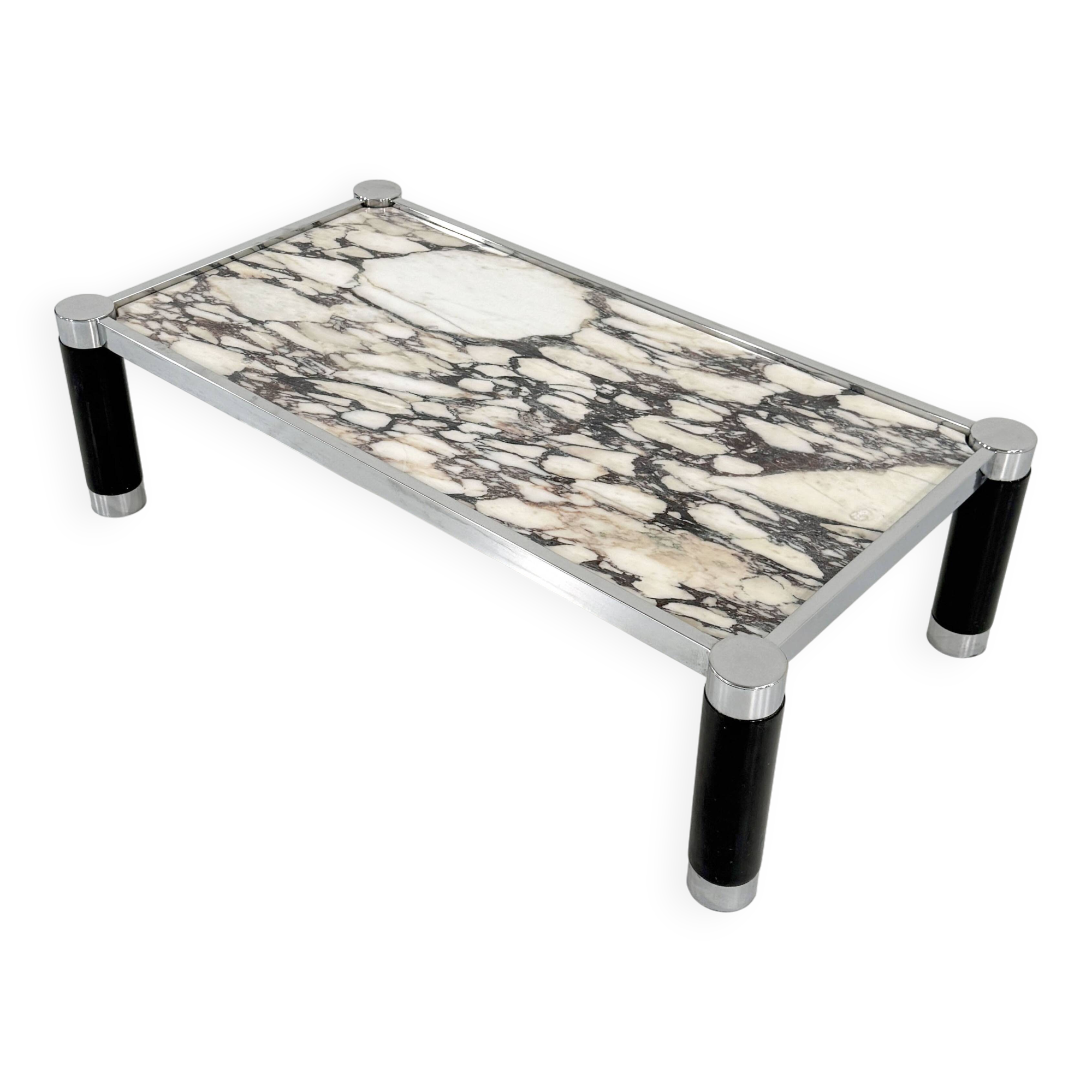 Table basse postmoderne en marbre Calacatta Violetta, 1980