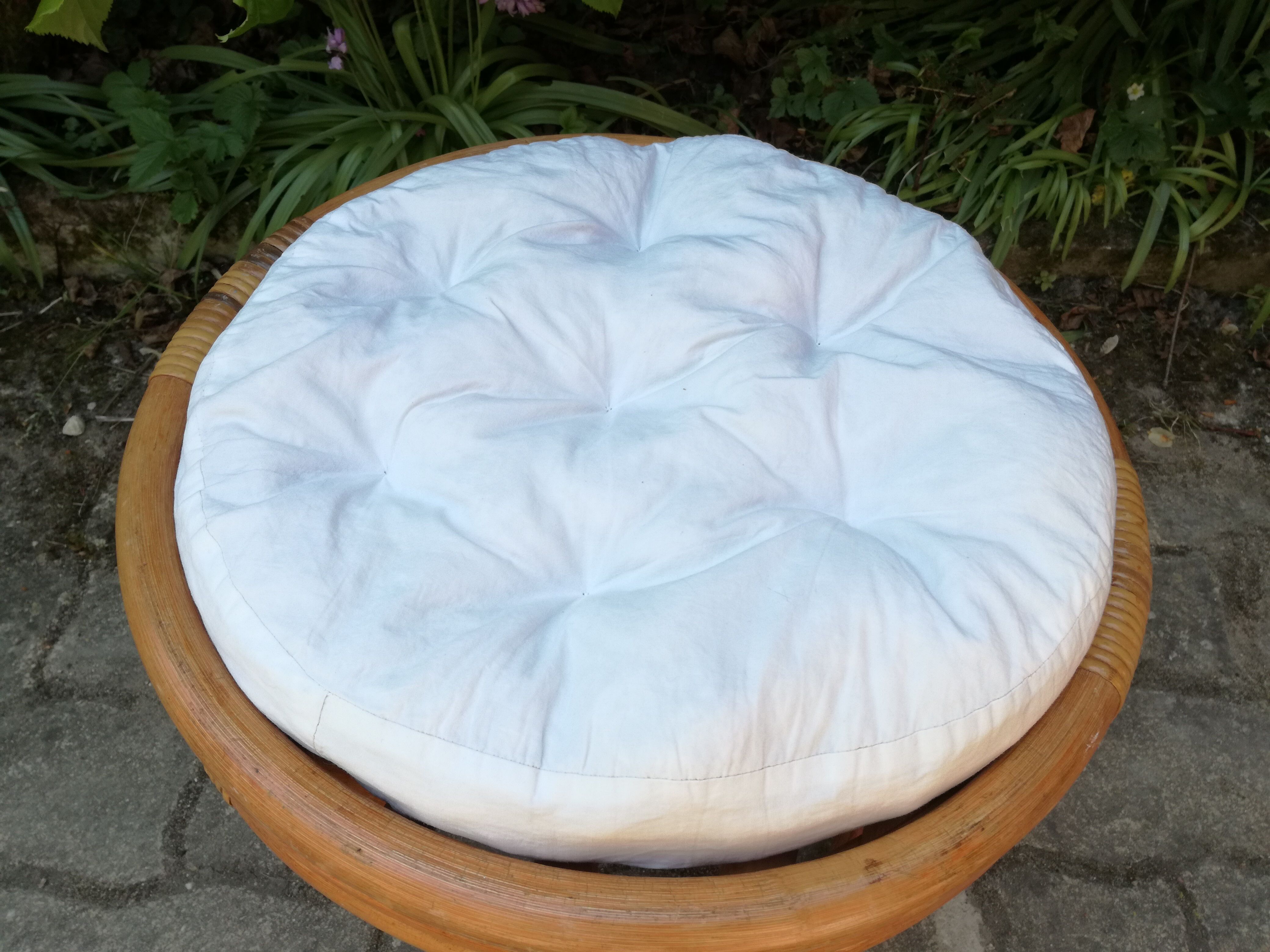 Vintage pouf in rattan and bamboo