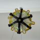 Brutalist glass and iron hanging lamp, 1970s