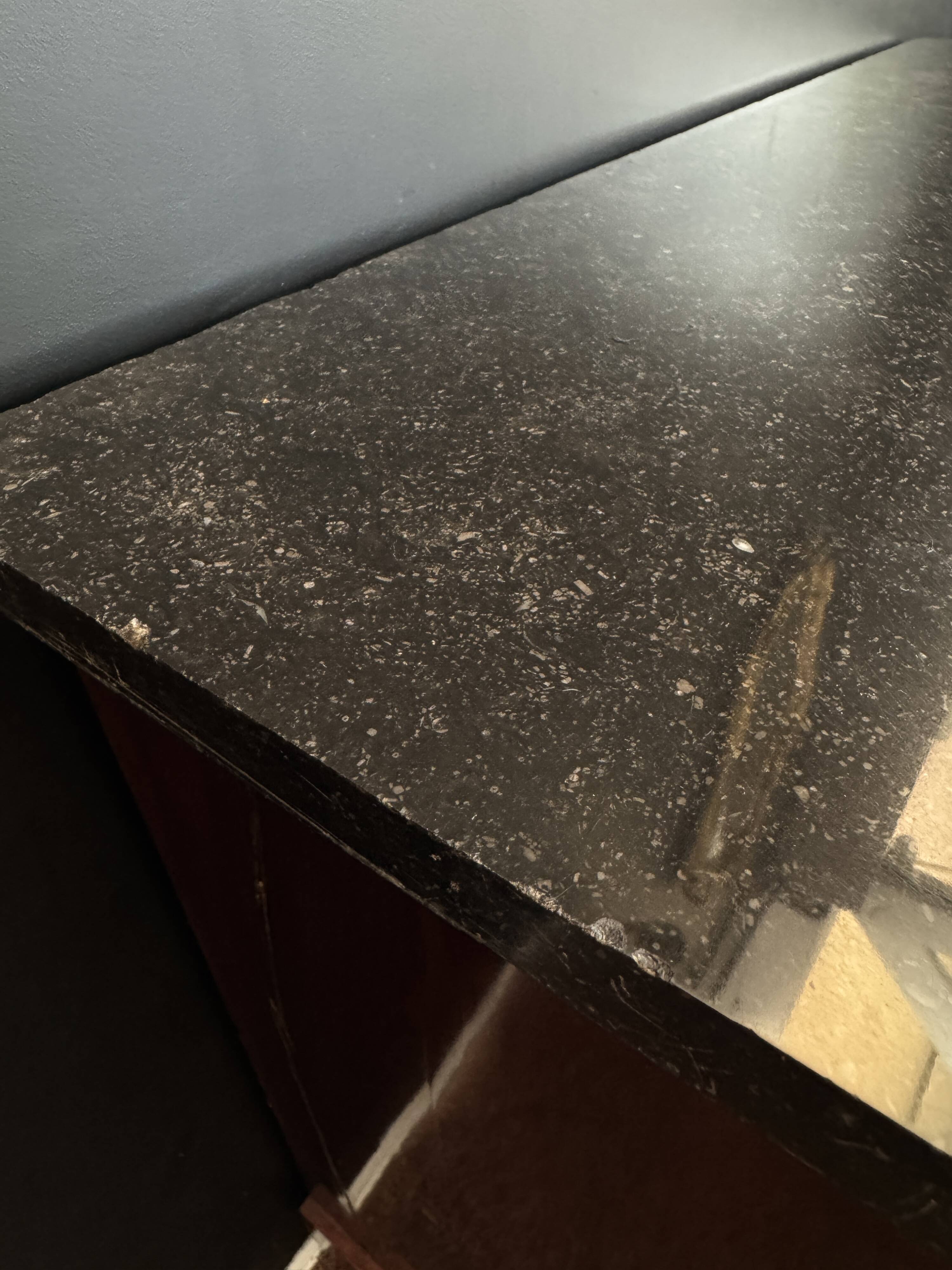 Empire style chest of drawers with 3 drawers and marble top - solid mahogany