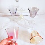 Six vintage polychrome glasses