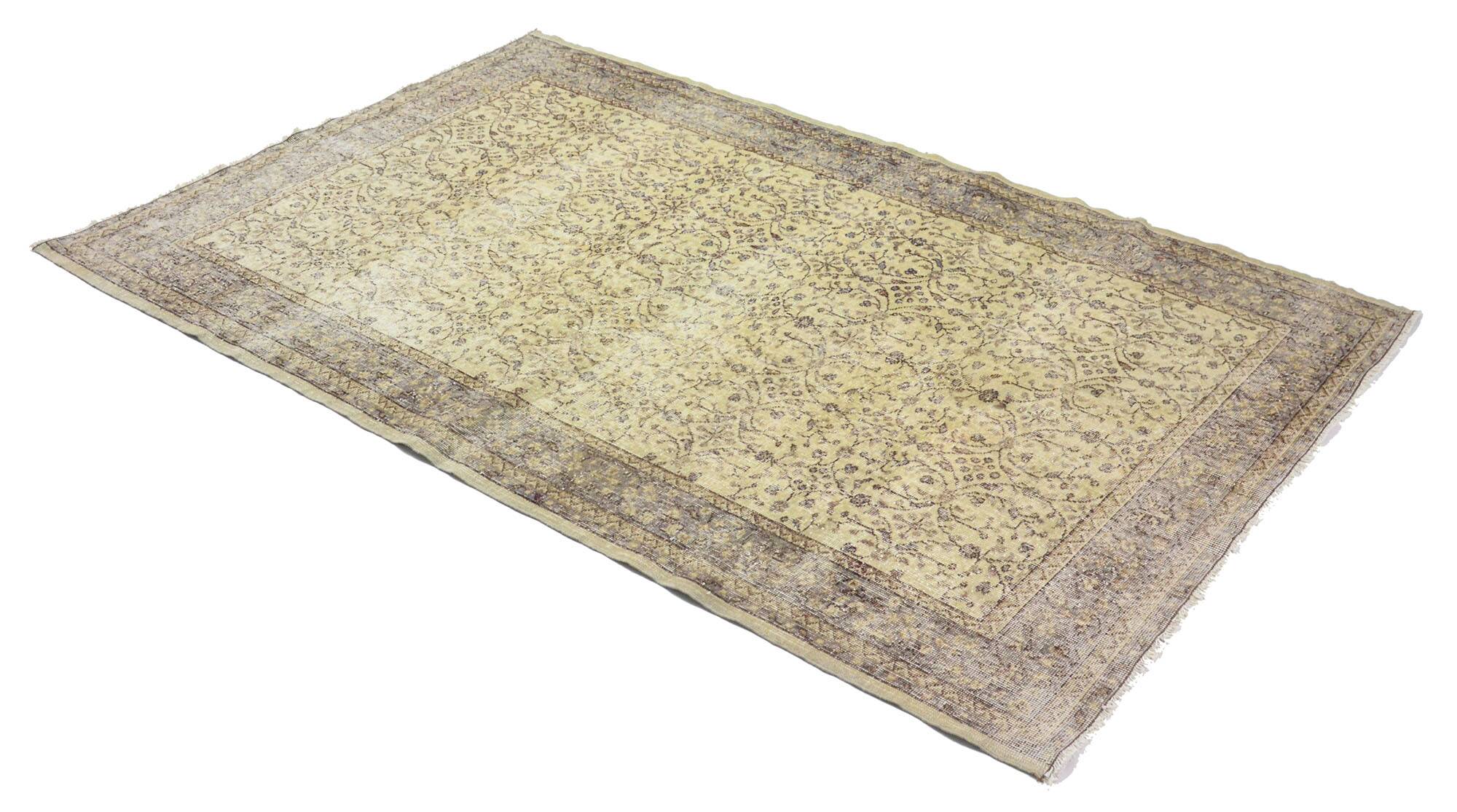 One-of-a-kind turkish handwoven vintage rug - rustic vintage charm 243x 159 cm