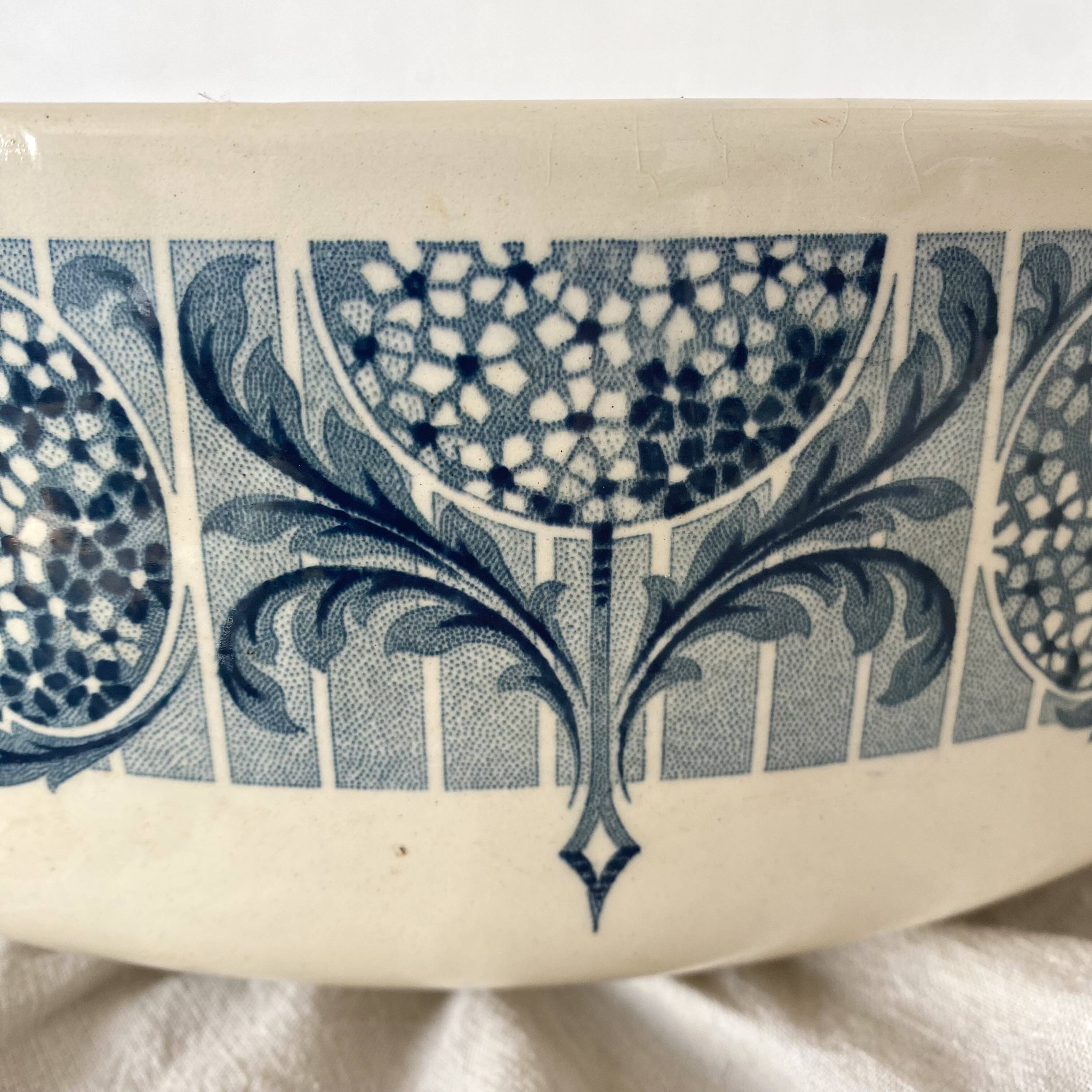 Old ironstone basin Moulin des loups, large fruit bowl